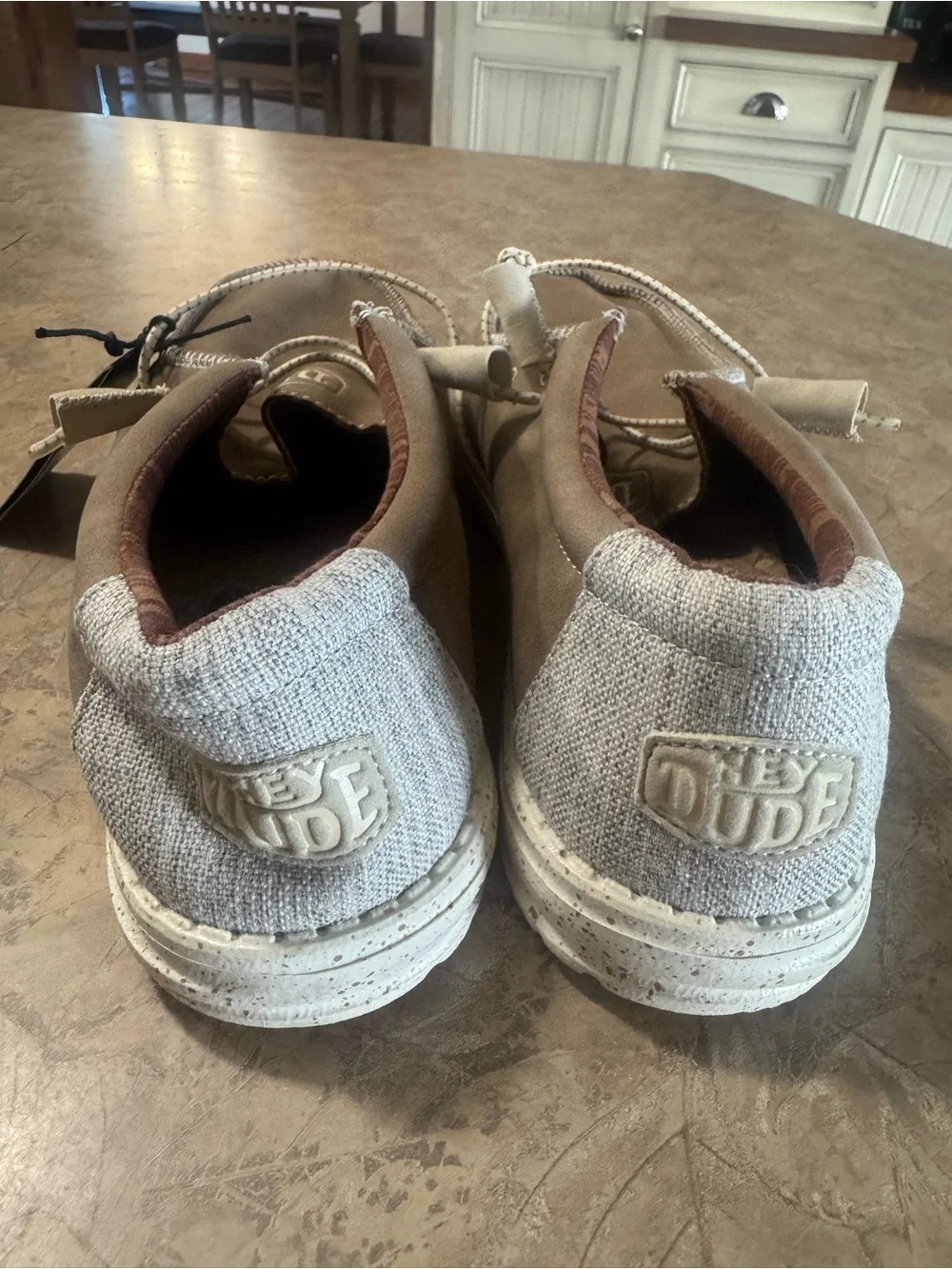 Hey Dude leather travertine Casual Slip-On Shoes in Taupe and Cream